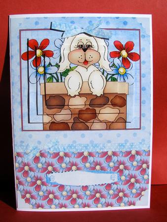 Flower Puppy Quick Card Front by Christine Pagan