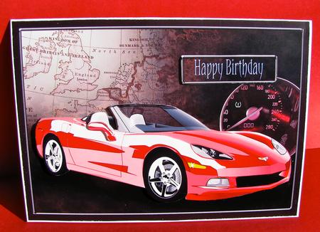 Red Sports Car Decoupage, Birthday, Driving Test by Christine Pagan