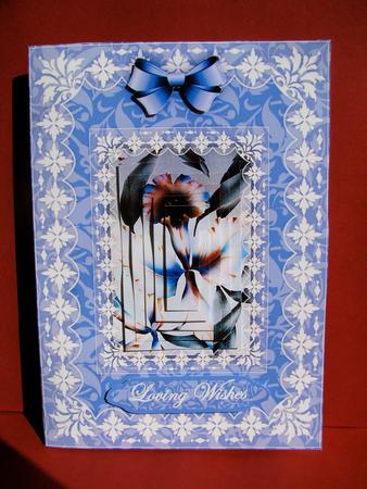 Blooms in Blue 'n Lace A5 Pyramid Card Front by Christine Pagan