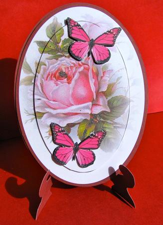 Pyramid Plate Card Roses and Topper with Decoupage Roses by Christine Pagan