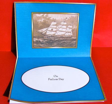 Old Sailing Ship Sepia Landscape Fathers Day Insert by Christine Pagan