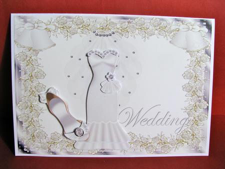 Wedding Dress Quick Card Front with Decoupage by Christine Pagan