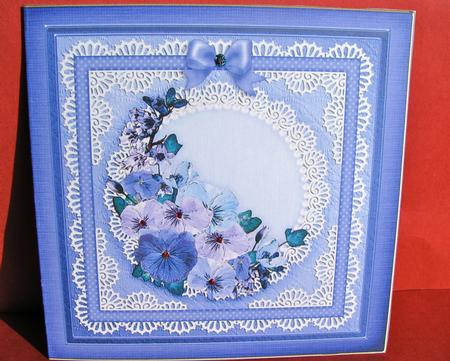 Spring Flowers on Lace Cut and Fold Card by Christine Pagan
