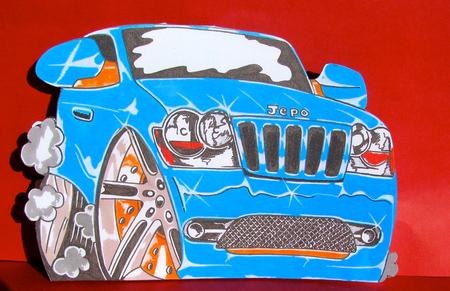 Blue Car Shaped Card by Christine Pagan