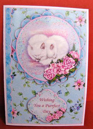 Purrfect Day Card Front and Decoupage by Christine Pagan
