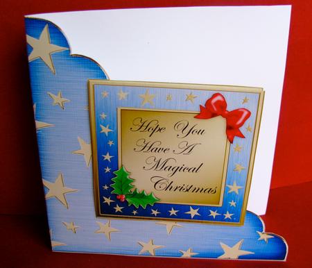 Elegant Christmas Greeting Cut and Fold Corner Card by Christine Pagan