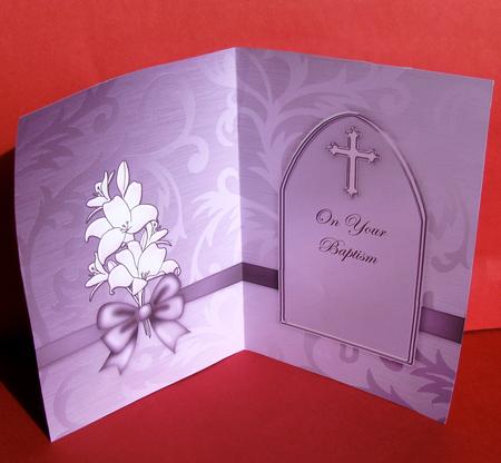 Baptism Metallic Greeting Matching Insert 5 x 7 Portrait by Christine Pagan