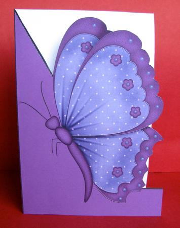 Purple Butterfly A5 Shaped Front Print and Fold Card by Christine Pagan