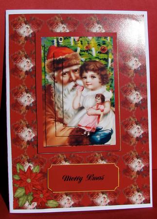Santa and Little Girl Card Front with Pyramage by Christine Pagan