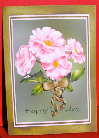 5 x 7 Inch Rose Card Front with Ribbon and Bow by Christine Pagan