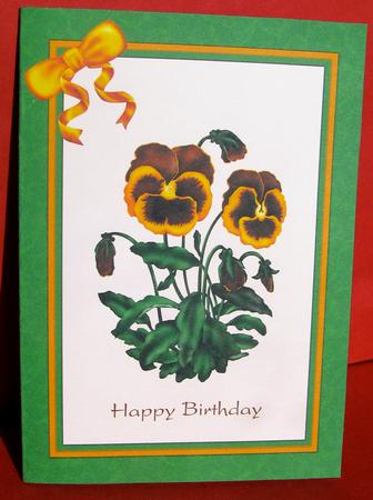 5 x 7 Inch Pansy Topper Quick Card by Christine Pagan