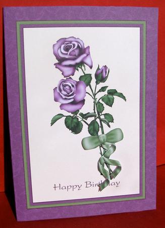 5 x 7 Inch Rose Topper Quick Card with Bow and Ribbon by Christine Pagan