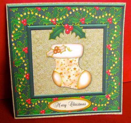 Christmas Stocking Square Cut and Fold by Christine Pagan