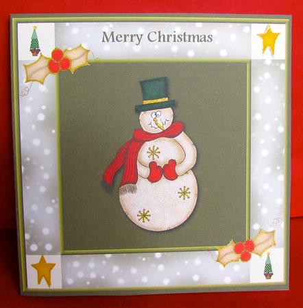 Old Snowman Square Cut and Fold by Christine Pagan