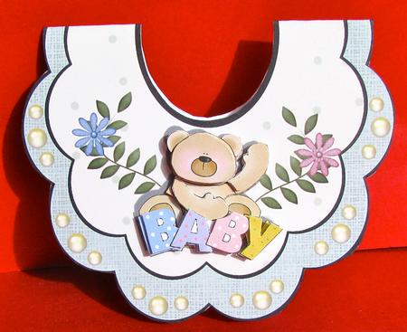 Baby Bear Bib-shaped Card by Christine Pagan