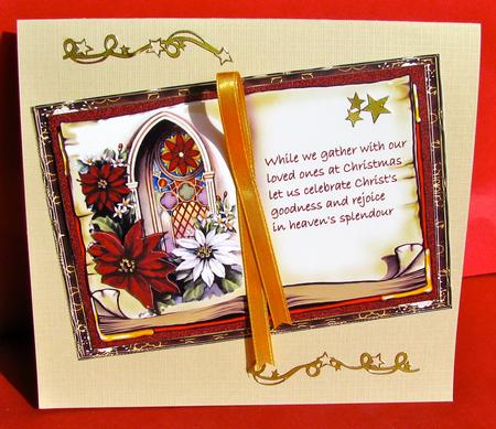 Poinsettia and Church Window by Christine Pagan