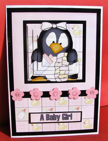 Baby Penguin Pingu Girl Pyramid Card Front by Christine Pagan