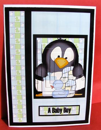 Baby Penguin Pingu Boy Pyramid Card Front by Christine Pagan
