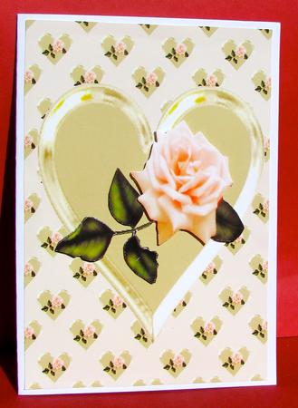 Gorgeous Peach Rose in Gold Heart by Christine Pagan