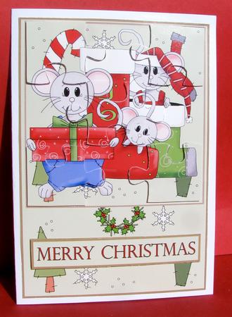 Christmas Mice Jigsaw Pyramid Topper by Christine Pagan