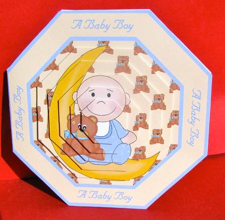 New Baby Boy Octagonal Pyramid Quick Card by Christine Pagan