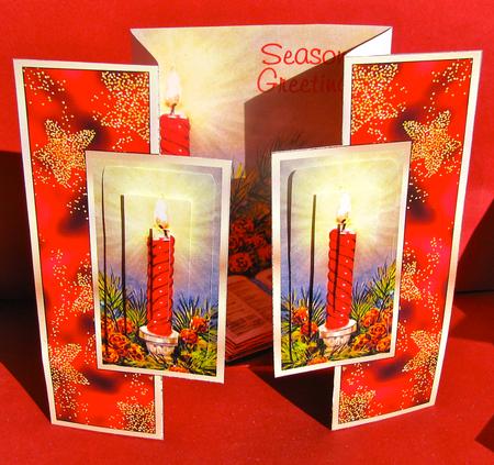 Christmas Candle & Book - Double Foldback Card with Pyramids by Christine Pagan
