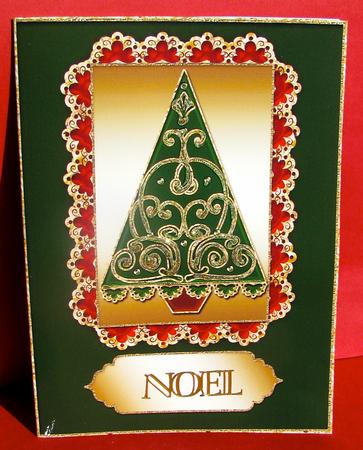 Swirly Christmas Tree Cut & Fold Card 2 by Christine Pagan