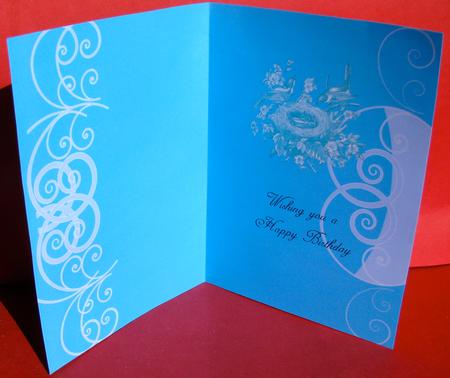 Wishing You a Happy Birthday Azure Insert with Birds by Christine Pagan
