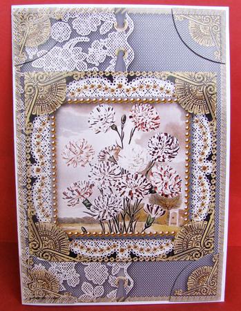 Black Carnations 1 A5 Half Lace Card Front by Christine Pagan