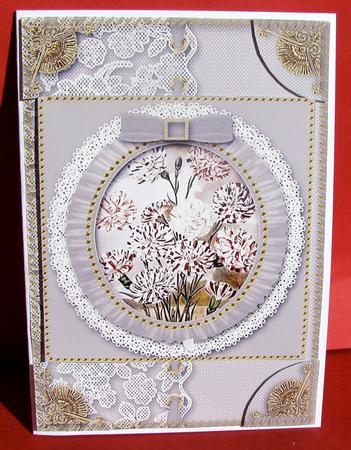 Black Carnations 2 Half Lace Card Front by Christine Pagan