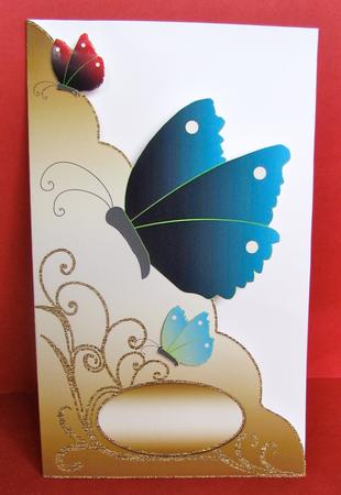 Butterflies Wavy Edge Cut & Fold Corner Card by Christine Pagan