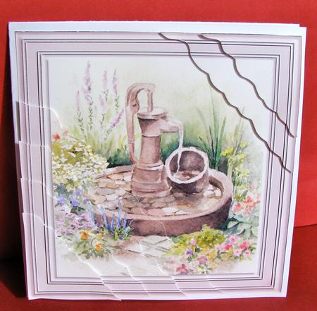 Water Feature in Watercolour Wavy Edge Corner Stacker by Christine Pagan