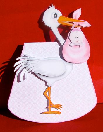 Welcome Baby Girl-wobble Card by Christine Pagan