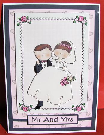 Mr and Mrs Wedding Decoupage Card Front by Christine Pagan