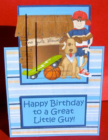 Great Little Guy! - Birthday Pyramid Vertical Foldback Card by Christine Pagan