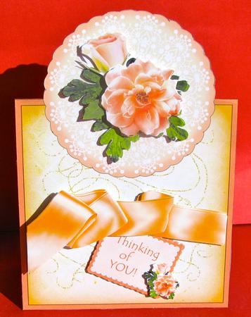Apricot Roses - Vertical Foldback Card by Christine Pagan
