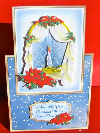 Candle in the Window - Vertical Foldback Card with Decoupage by Christine Pagan