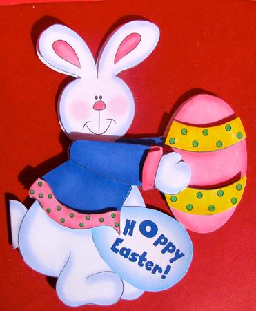Hoppy Easter - Rabbit Shaped Card with Decoupaged Front by Christine Pagan