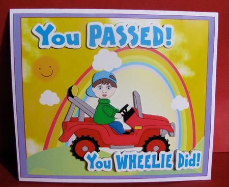 You Passed! You Wheelie Did! - Male Card Front by Christine Pagan