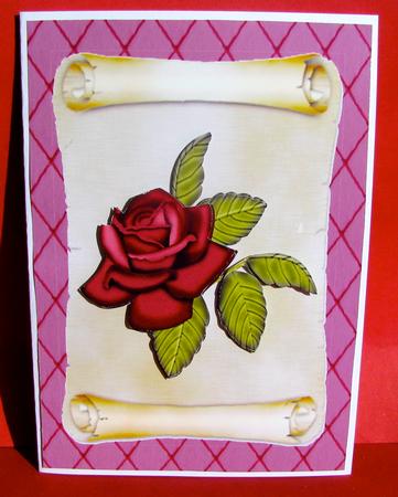 Dark Rose on a Scroll by Christine Pagan