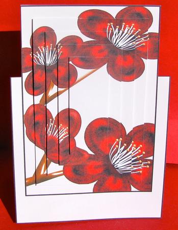 Red Blossoms Over the Edge Card with Simple Pyramage by Christine Pagan