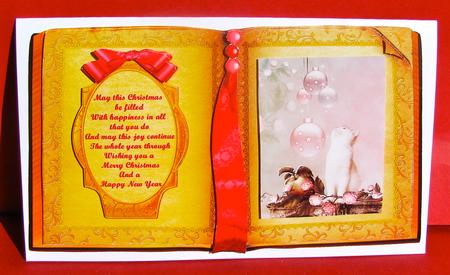 Christmas Book Topper with Kitten & Baubles by Christine Pagan