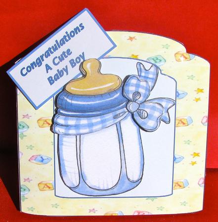 Gidt Tag Shaped Card. Baby Boy by Christine Pagan