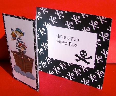 Pirates Ahoy! - Childrens Foldback Card by Christine Pagan
