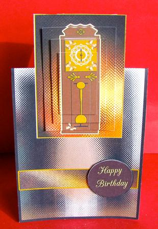 Vertical Fold Back Grandfather Clock Male Card by Christine Pagan