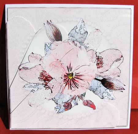 Posy and Pearls Quick Card with Fan Pyramage Topper by Christine Pagan