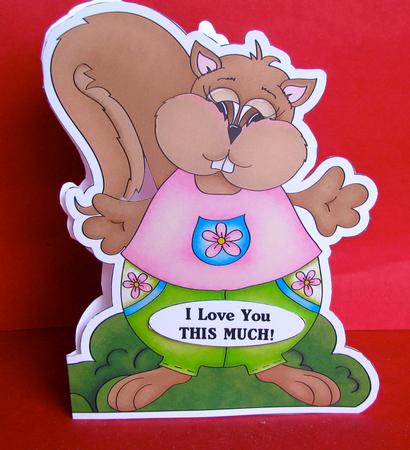 I Love You This Much - Squirrel Shaped Folded Card by Christine Pagan