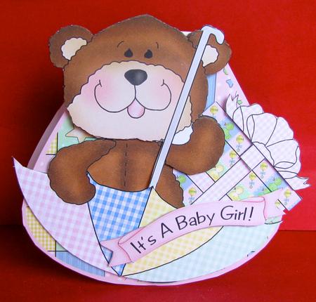 Baby Shower Girl Bear - Wobble by Christine Pagan