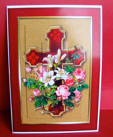 Cross & Flowers Card Front by Christine Pagan