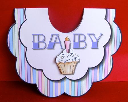 Cupcake Baby Bib-shaped Card by Christine Pagan